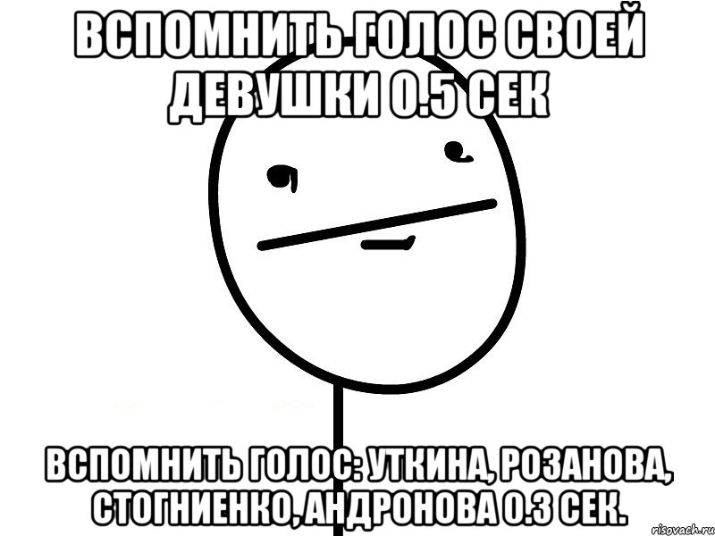 вспомнить голос своей девушки 0.5 сек вспомнить голос: уткина, розанова, стогниенко, андронова 0.3 сек., Мем Покерфэйс