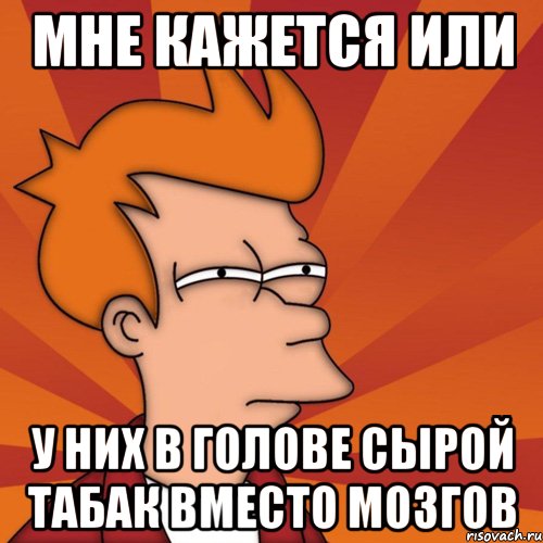 мне кажется или у них в голове сырой табак вместо мозгов, Мем Мне кажется или (Фрай Футурама)