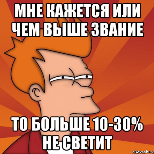 мне кажется или чем выше звание то больше 10-30% не светит, Мем Мне кажется или (Фрай Футурама)