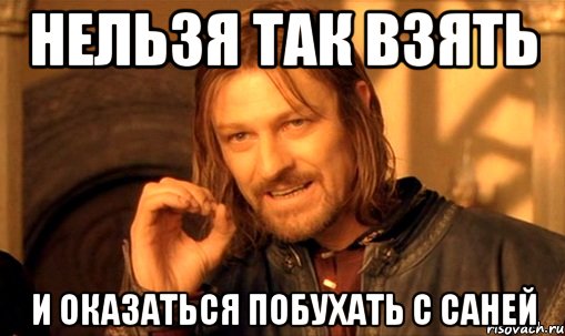 нельзя так взять и оказаться побухать с саней, Мем Нельзя просто так взять и (Боромир мем)