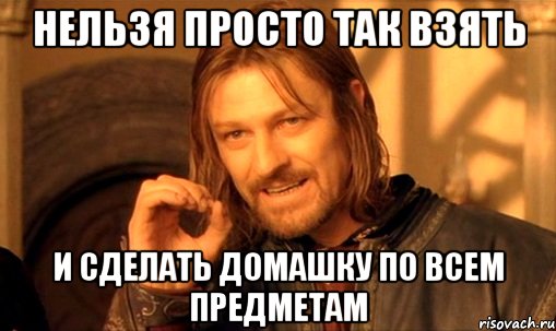 нельзя просто так взять и сделать домашку по всем предметам, Мем Нельзя просто так взять и (Боромир мем)