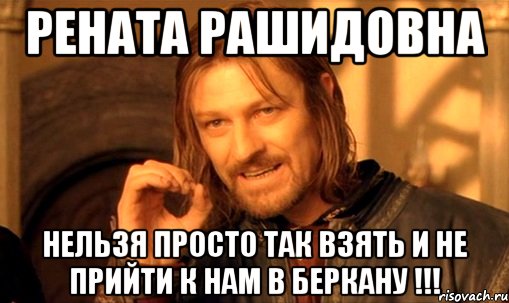 рената рашидовна нельзя просто так взять и не прийти к нам в беркану !!!, Мем Нельзя просто так взять и (Боромир мем)