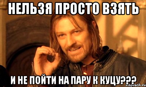 нельзя просто взять и не пойти на пару к куцу???, Мем Нельзя просто так взять и (Боромир мем)