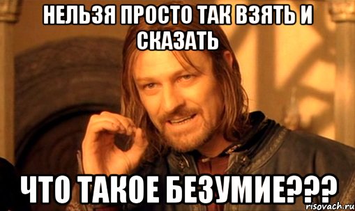 нельзя просто так взять и сказать что такое безумие???, Мем Нельзя просто так взять и (Боромир мем)