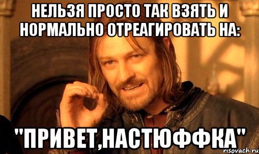 нельзя просто так взять и нормально отреагировать на: "привет,настюффка", Мем Нельзя просто так взять и (Боромир мем)