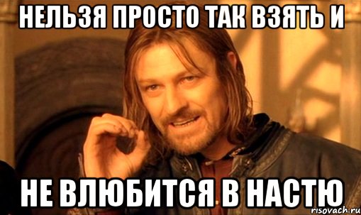 нельзя просто так взять и не влюбится в настю, Мем Нельзя просто так взять и (Боромир мем)