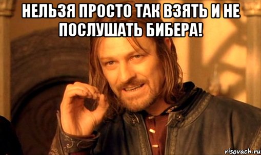 нельзя просто так взять и не послушать бибера! , Мем Нельзя просто так взять и (Боромир мем)