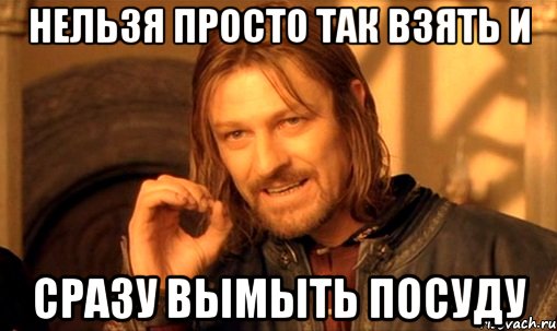 нельзя просто так взять и сразу вымыть посуду, Мем Нельзя просто так взять и (Боромир мем)