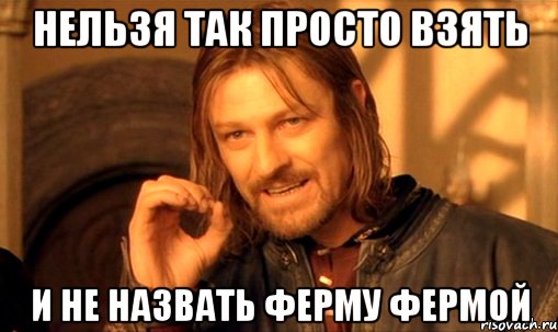 нельзя так просто взять и не назвать ферму фермой, Мем Нельзя просто так взять и (Боромир мем)