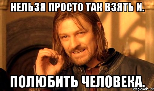 нельзя просто так взять и. полюбить человека., Мем Нельзя просто так взять и (Боромир мем)