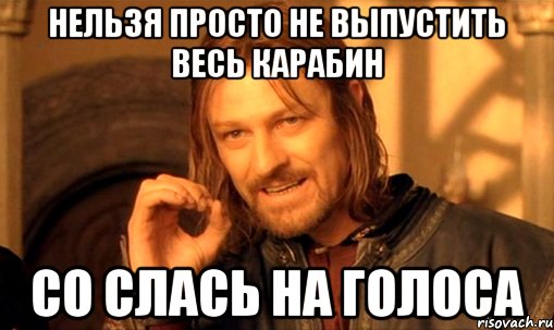 нельзя просто не выпустить весь карабин со слась на голоса, Мем Нельзя просто так взять и (Боромир мем)