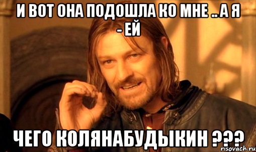 и вот она подошла ко мне .. а я - ей чего колянабудыкин ???, Мем Нельзя просто так взять и (Боромир мем)