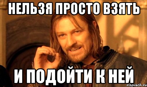 нельзя просто взять и подойти к ней, Мем Нельзя просто так взять и (Боромир мем)