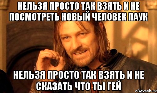 нельзя просто так взять и не посмотреть новый человек паук нельзя просто так взять и не сказать что ты гей, Мем Нельзя просто так взять и (Боромир мем)