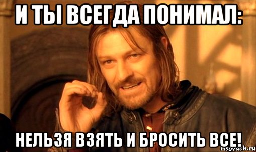 и ты всегда понимал: нельзя взять и бросить все!, Мем Нельзя просто так взять и (Боромир мем)