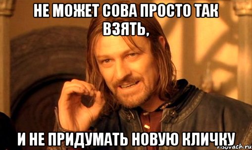 не может сова просто так взять, и не придумать новую кличку, Мем Нельзя просто так взять и (Боромир мем)