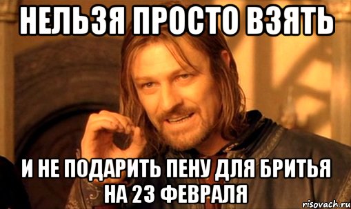 нельзя просто взять и не подарить пену для бритья на 23 февраля, Мем Нельзя просто так взять и (Боромир мем)