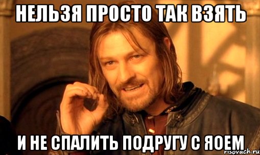 нельзя просто так взять и не спалить подругу с яоем, Мем Нельзя просто так взять и (Боромир мем)