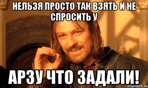 нельзя просто так взять и не спросить у арзу что задали!, Мем Нельзя просто так взять и (Боромир мем)