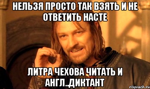 нельзя просто так взять и не ответить насте литра чехова читать и англ..диктант, Мем Нельзя просто так взять и (Боромир мем)