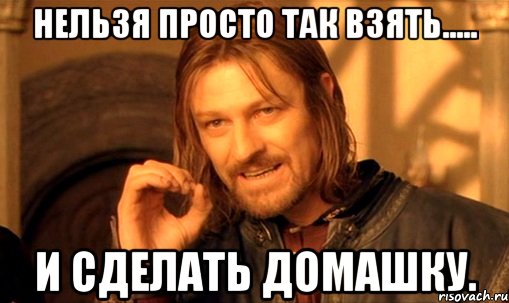 нельзя просто так взять..... и сделать домашку., Мем Нельзя просто так взять и (Боромир мем)