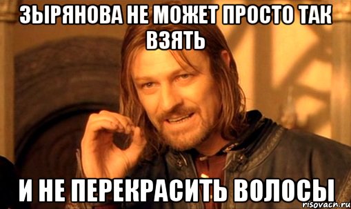 зырянова не может просто так взять и не перекрасить волосы, Мем Нельзя просто так взять и (Боромир мем)