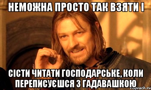 неможна просто так взяти і сісти читати господарське, коли переписуєшся з гадавашкою, Мем Нельзя просто так взять и (Боромир мем)