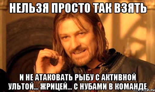 нельзя просто так взять и не атаковать рыбу с активной ультой... жрицей... с нубами в команде, Мем Нельзя просто так взять и (Боромир мем)