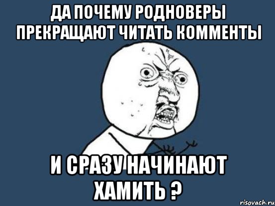 да почему родноверы прекращают читать комменты и сразу начинают хамить ?, Мем Ну почему