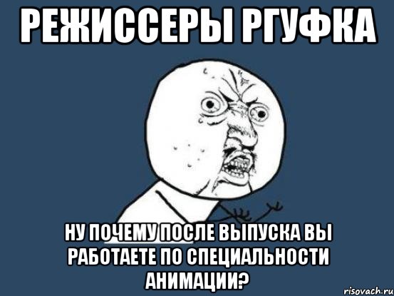 режиссеры ргуфка ну почему после выпуска вы работаете по специальности анимации?, Мем Ну почему