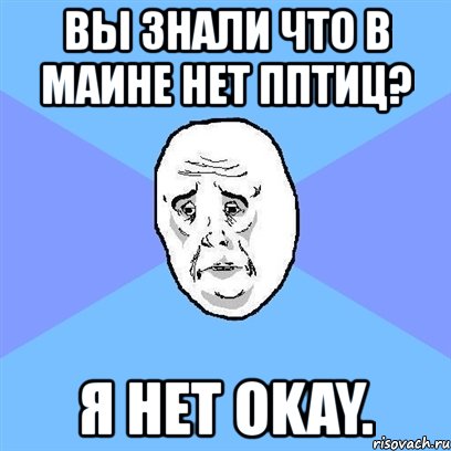 вы знали что в маине нет пптиц? я нет okay., Мем Okay face