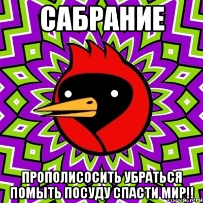 сабрание прополисосить убраться помыть посуду спасти мир!!, Мем Омская птица