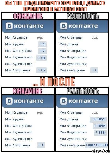 вы тож когда смотрите сериялы,и думаете почему они в батинках спят, Комикс  Ожидание реальность 2