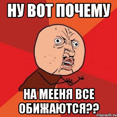 ну вот почему на мееня все обижаются??, Мем Почему