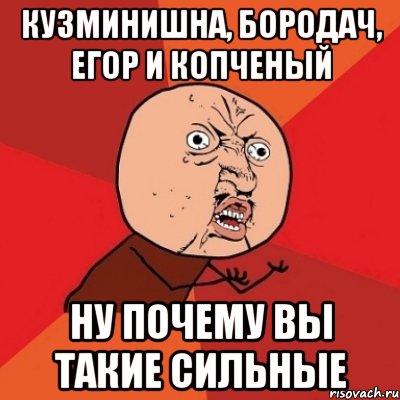 кузминишна, бородач, егор и копченый ну почему вы такие сильные, Мем Почему