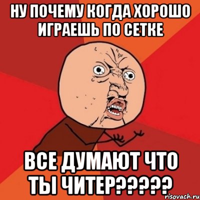 ну почему когда хорошо играешь по сетке все думают что ты читер???, Мем Почему