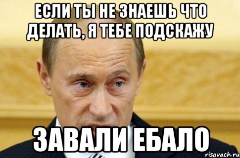 если ты не знаешь что делать, я тебе подскажу завали ебало, Мем путин