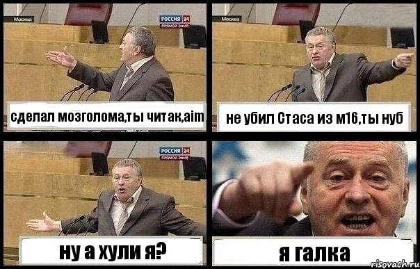 сделал мозголома,ты читак,aim не убил Стаса из м16,ты нуб ну а хули я? я галка, Комикс с Жириновским