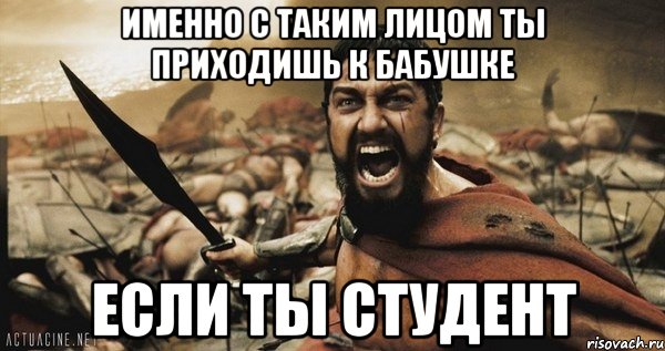 именно с таким лицом ты приходишь к бабушке если ты студент, Мем Это Спарта