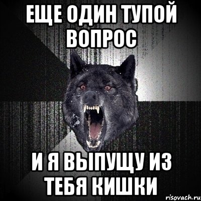 еще один тупой вопрос и я выпущу из тебя кишки, Мем Сумасшедший волк