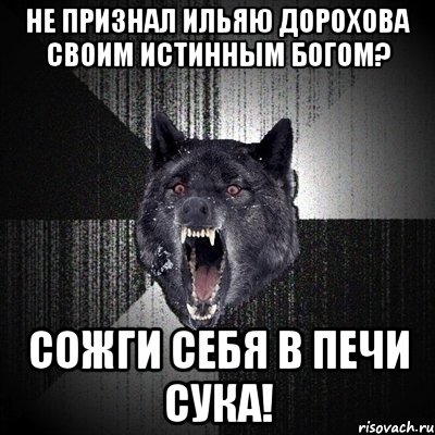 не признал ильяю дорохова своим истинным богом? сожги себя в печи сука!, Мем Сумасшедший волк