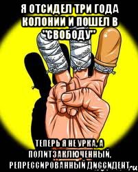 я отсидел три года колонии и пошел в "свободу" теперь я не урка, а политзаключенный, репрессированный диссидент, Мем свобода1