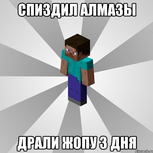 спиздил алмазы драли жопу 3 дня, Мем Типичный игрок Minecraft