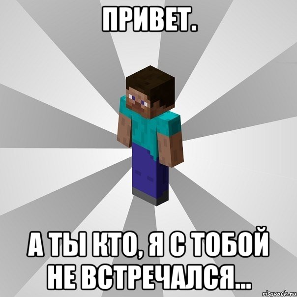 привет. а ты кто, я с тобой не встречался..., Мем Типичный игрок Minecraft