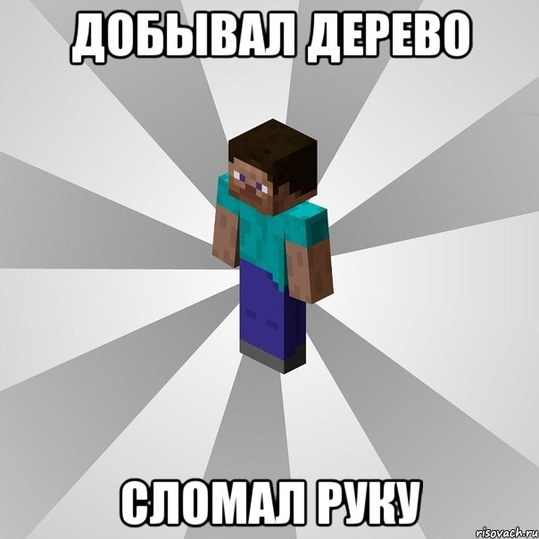 добывал дерево сломал руку, Мем Типичный игрок Minecraft