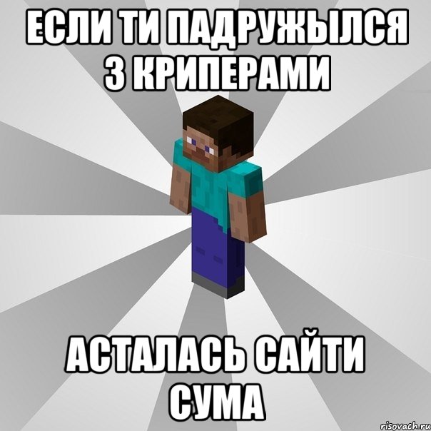 если ти падружылся з криперами асталась сайти сума, Мем Типичный игрок Minecraft