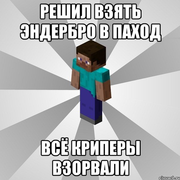 решил взять эндербро в паход всё криперы взорвали, Мем Типичный игрок Minecraft