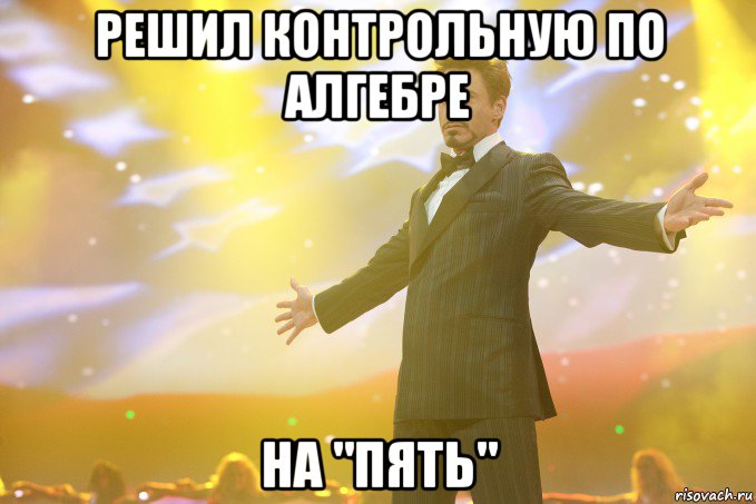 решил контрольную по алгебре на "пять", Мем Тони Старк (Роберт Дауни младший)