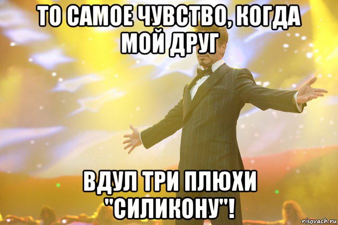 то самое чувство, когда мой друг вдул три плюхи "силикону"!, Мем Тони Старк (Роберт Дауни младший)