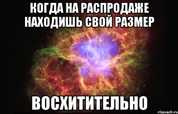 когда на распродаже находишь свой размер восхитительно, Мем Туманность